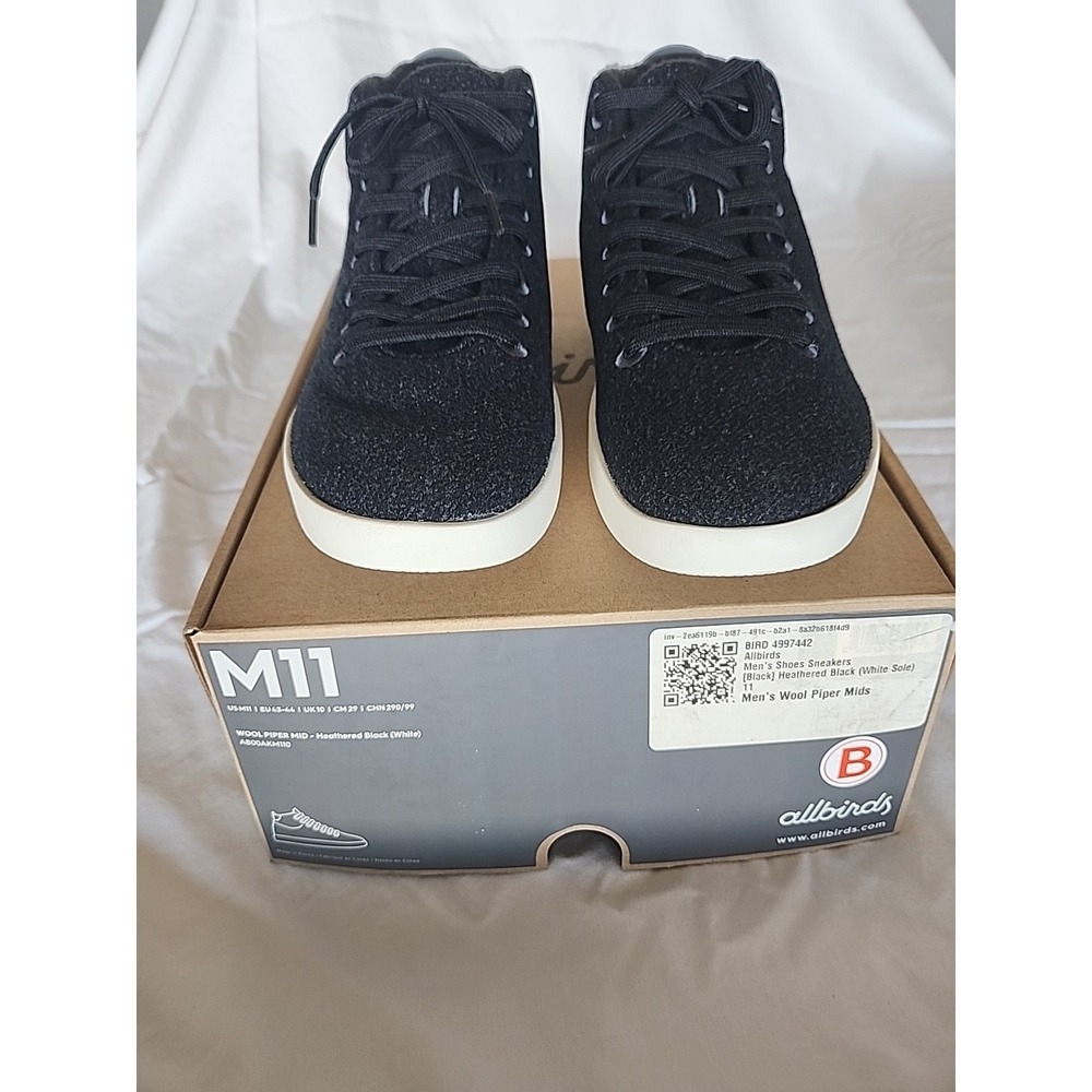 Allbirds Wool Piper Mids Shoes Mens 11 Heathered Black‎ Casual Sneakers NIB